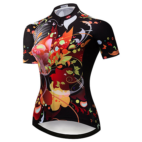 

21Grams Women's Short Sleeve Cycling Jersey Summer Spandex Polyester Black / Red Bike Jersey Top Mountain Bike MTB Road Bike Cycling Quick Dry Moisture Wicking Breathable Sports Clothing Apparel