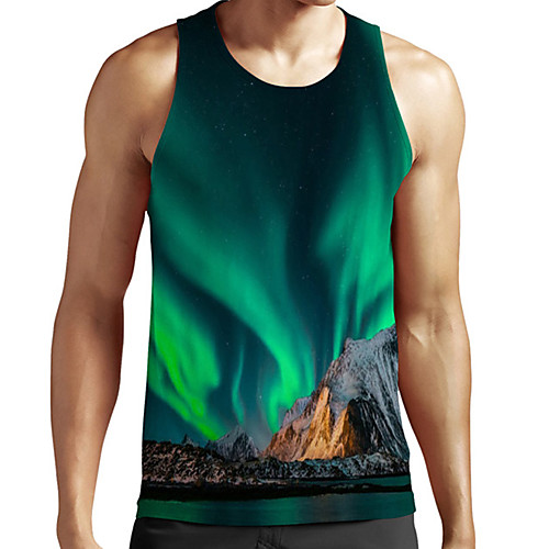 

Men's Unisex Tank Top Undershirt 3D Print Graphic Prints House Plus Size Print Sleeveless Casual Tops Basic Fashion Designer Breathable Green