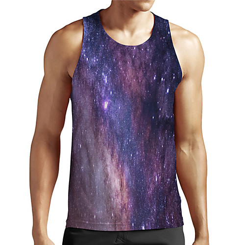 

Men's Unisex Tank Top Undershirt 3D Print Galaxy Graphic Prints Plus Size Print Sleeveless Casual Tops Basic Designer Big and Tall Royal Blue