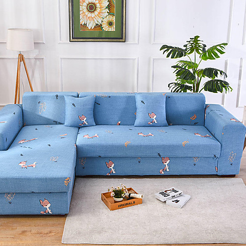 

Print Dustproof Stretch Slipcovers Stretch Sofa Cover Super Soft Fabric Couch Cover Fit For 1 to 4 Cushion Couch And L Shape Sofa (You will Get 1 Throw Pillow Case as free Gift)