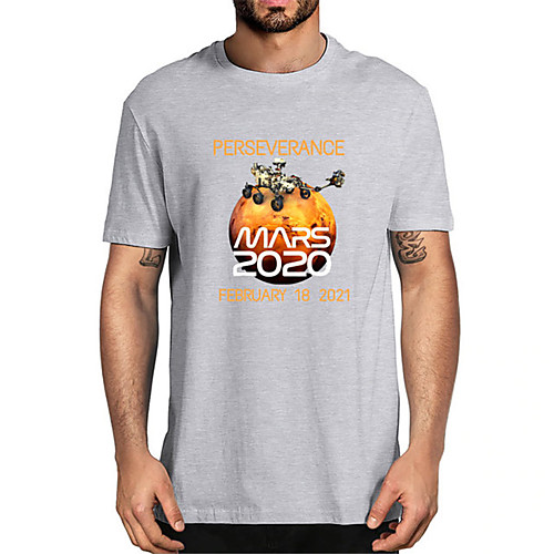 

Men's Unisex Tee T shirt Hot Stamping Graphic Prints Mars Letter Plus Size Print Short Sleeve Casual Tops Cotton Basic Fashion Designer Big and Tall White Black Wine