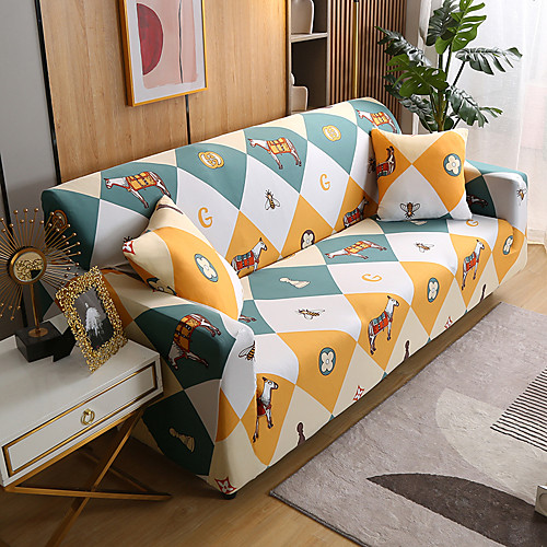 

Marseilles Sofa Cover 1-Piece Couch Cover Fit for 1-4 Seater L-shape Couch Soft Stretch Slipcover Spandex Jacquard Fabric Easy to Install(1 Free Cushion Cover)