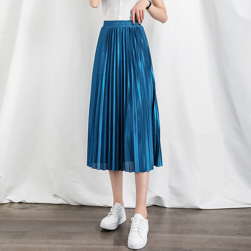 

Women's Daily Vacation Casual Skirts Striped Chiffon Black Blue Beige