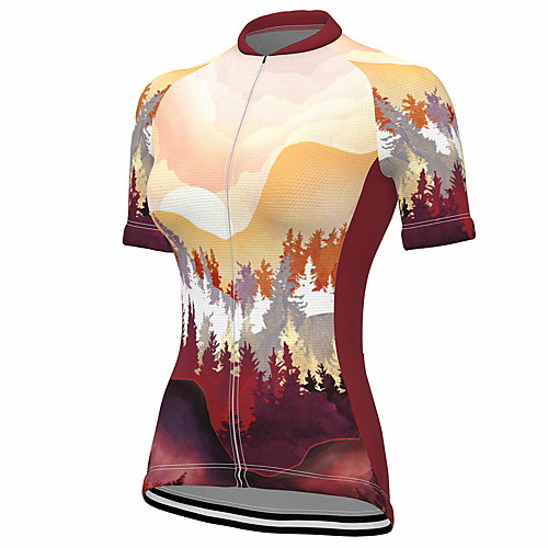 

21Grams Women's Short Sleeve Cycling Jersey Summer Spandex Polyester Burgundy Bike Jersey Top Mountain Bike MTB Road Bike Cycling Quick Dry Moisture Wicking Breathable Sports Clothing Apparel