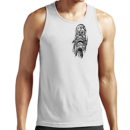 

Men's Unisex Tank Top Undershirt 3D Print Graphic Prints Skull Plus Size Print Sleeveless Casual Tops Basic Designer Big and Tall White