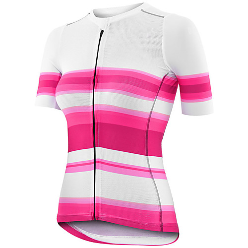 

21Grams Women's Short Sleeve Cycling Jersey Summer Spandex Polyester White Stripes Bike Jersey Top Mountain Bike MTB Road Bike Cycling Quick Dry Moisture Wicking Breathable Sports Clothing Apparel
