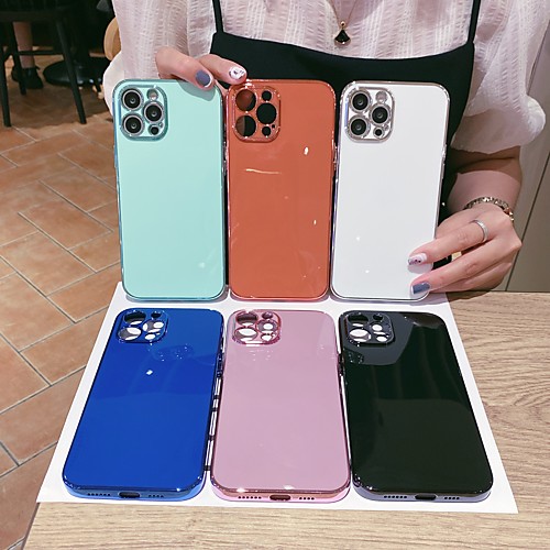 

Phone Case For Apple Back Cover iPhone 12 Pro Max 11 SE 2020 X XR XS Max 8 7 6 Dustproof Plating Solid Colored TPU