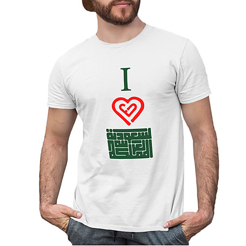 

Men's Unisex Tee T shirt Hot Stamping Heart Graphic Prints Letter Plus Size Print Short Sleeve Casual Tops Cotton Basic Designer Big and Tall White