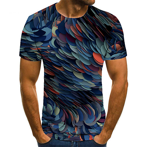 

Men's Unisex Tee T shirt 3D Print Abstract Graphic Prints Plus Size Print Short Sleeve Casual Tops Basic Fashion Designer Big and Tall Blue