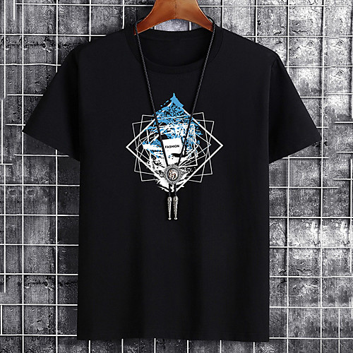 

Men's Unisex Tee T shirt Hot Stamping Graphic Prints Geometry Letter Plus Size Print Short Sleeve Casual Tops Cotton Basic Fashion Designer Big and Tall White Black Khaki