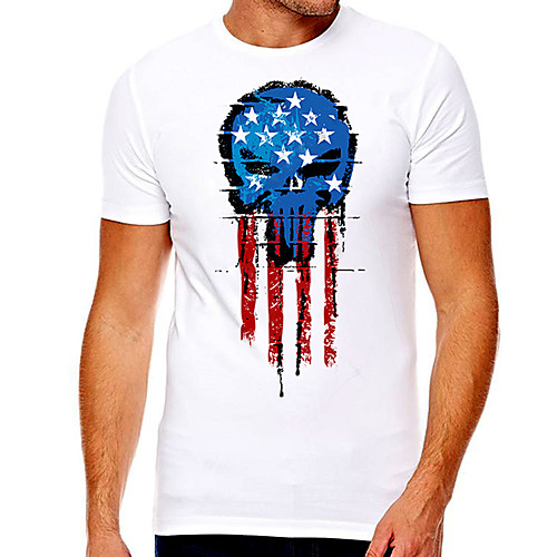 

Men's Unisex Tee T shirt Hot Stamping Graphic Prints Skull Star Plus Size Print Short Sleeve Casual Tops Cotton Basic Fashion Designer Big and Tall White