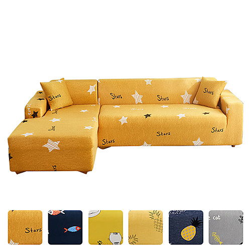 

High Quality Print Dustproof All-powerful Slipcovers Stretch L Shape Sofa Cover Super Soft Fabric Couch Cover Sofa Furniture Protector With One Free Boster Case