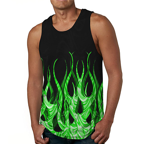 

Men's Tank Top Undershirt 3D Print Abstract Graphic Prints Print Sleeveless Daily Tops Casual Designer Big and Tall Green