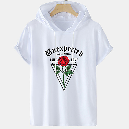 

Men's Unisex Tee T shirt Hot Stamping Graphic Prints Rose Letter Plus Size Short Sleeve Casual Tops Cotton Basic Designer Big and Tall White Blue Black