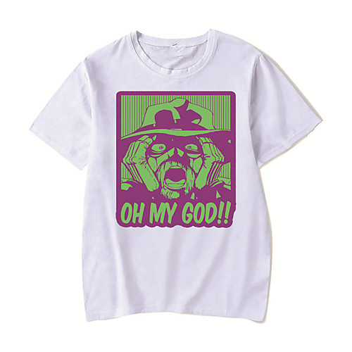 

Men's Unisex Tee T shirt Hot Stamping Anime Graphic Prints Plus Size JoJo's Bizarre Adventure Print Short Sleeve Casual Tops Cotton Basic Designer Big and Tall White Black Red