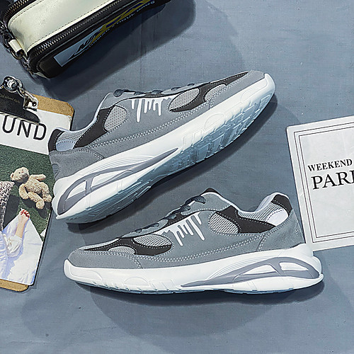 

Men's Trainers Athletic Shoes Sporty Daily Walking Shoes PU Elastic Fabric Breathable Non-slipping Wear Proof Beige Gray Spring Summer