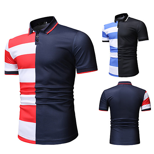 

Men's Golf Shirt Other Prints Color Block Short Sleeve Casual Tops Casual Blue Red / Summer