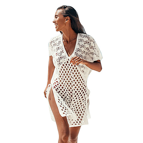 

Women's Solid Color Dress Long Sleeve Sweater Cardigans U Neck White