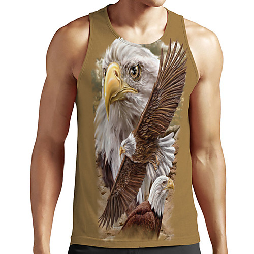 

Men's Unisex Tank Top Undershirt 3D Print Graphic Prints Eagle Plus Size Print Sleeveless Casual Tops Basic Designer Big and Tall Brown