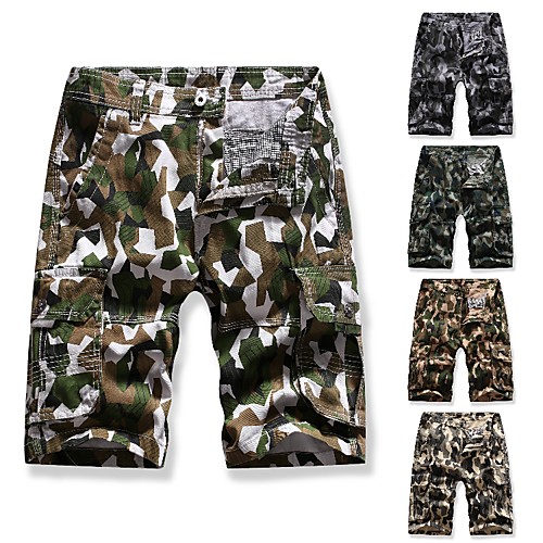 

Men's Cargo Outdoor Sports Cotton Sport Daily Shorts Bermuda shorts Pants Camouflage Knee Length Army green camouflage White Khaki Beige Gray / Summer