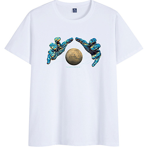 

Men's Unisex Tee T shirt Hot Stamping Graphic Prints Earth Hand Plus Size Short Sleeve Casual Tops 100% Cotton Basic Vintage Designer Big and Tall White Black Red