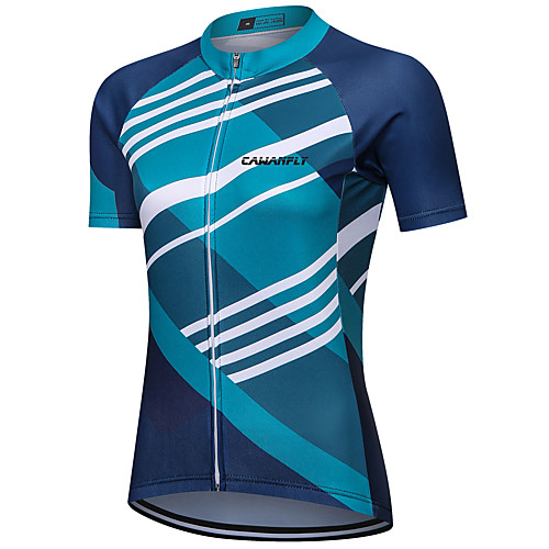 

CAWANFLY Women's Short Sleeve Cycling Jersey Summer BlueGreen Bike Jersey Top Mountain Bike MTB Road Bike Cycling Quick Dry Sports Clothing Apparel