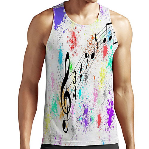 

Men's Unisex Tank Top Undershirt 3D Print Graphic Prints Notes Plus Size Print Sleeveless Casual Tops Basic Designer Big and Tall Rainbow