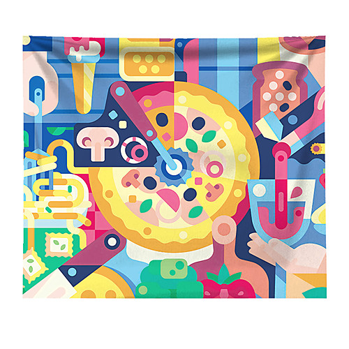 

Wall Tapestry Art Decor Blanket Curtain Picnic Tablecloth Hanging Home Bedroom Living Room Dorm Decoration Pizza Colorful