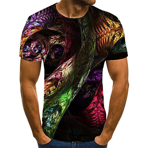 

Men's Unisex Tee T shirt 3D Print Graphic Prints Snake Print Plus Size Print Short Sleeve Casual Tops Basic Fashion Designer Big and Tall Rainbow