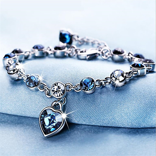 

Women's Blue White Chain Bracelet Tennis Bracelet Bracelet Classic Fashion Fashion Trendy Casual / Sporty Korean Cute Copper Bracelet Jewelry Silver For Sport Gift Date Birthday Festival