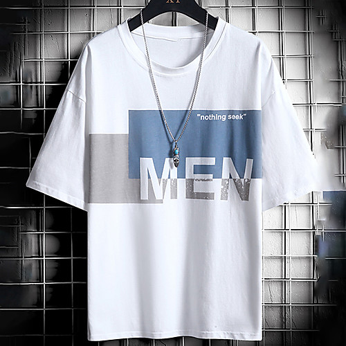 

Men's Unisex Tee T shirt Hot Stamping Graphic Prints Letter Plus Size Print Short Sleeve Casual Tops Cotton Basic Fashion Designer Big and Tall White