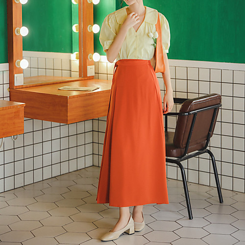 

Women's Holiday Weekend Basic Streetwear Skirts Solid Colored Split Orange
