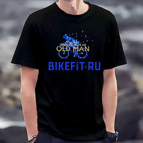 

Men's Unisex Tee T shirt Shirt Hot Stamping Graphic Prints Bicycle Old Man Letter Plus Size Print Short Sleeve Casual Tops Basic Fashion Designer Big and Tall Round Neck Blue / Summer