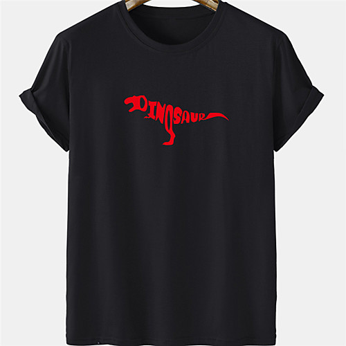 

Men's Unisex Tee T shirt Hot Stamping Graphic Prints Dinosaur Letter Plus Size Short Sleeve Casual Tops 100% Cotton Basic Designer Big and Tall White Black Khaki