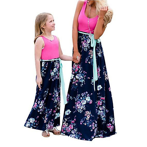

Women's Shift Dress Maxi long Dress Purple Orange Rose Red Sleeveless Solid Color Summer Casual / Daily 2021 / Cotton / Cotton
