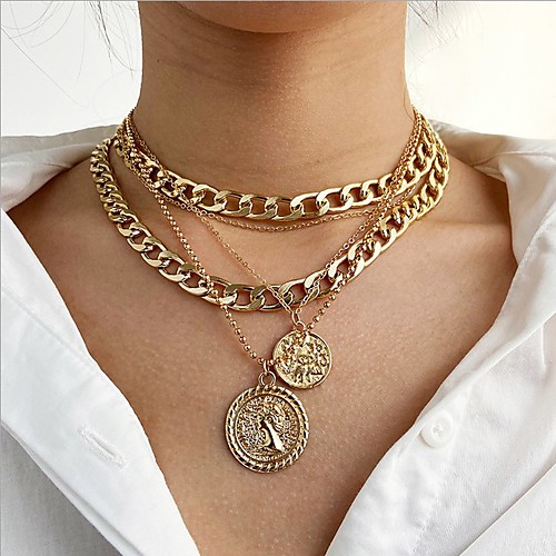 

Women's Men's Necklace Layered Necklace Retro Fashion Punk European Trendy Alloy Gold 30-50 cm Necklace Jewelry For Street Gift Prom Birthday Party Festival