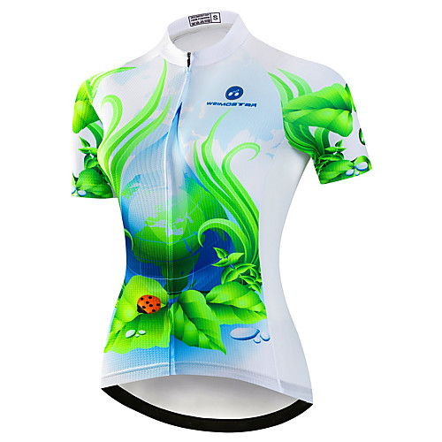 

21Grams Women's Short Sleeve Cycling Jersey Summer Spandex Polyester Green Bike Jersey Top Mountain Bike MTB Road Bike Cycling Quick Dry Moisture Wicking Breathable Sports Clothing Apparel / Stretchy