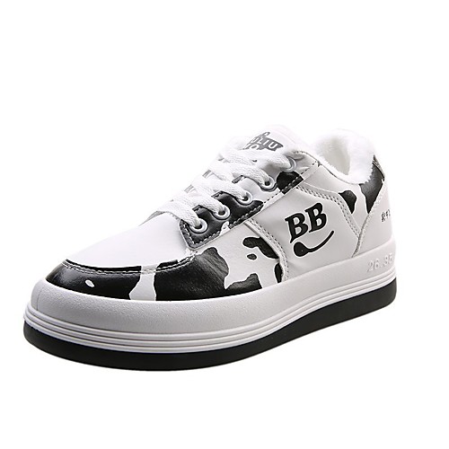 

Women's Sneakers Flat Heel Round Toe Rubber Lace-up Solid Colored White Blue
