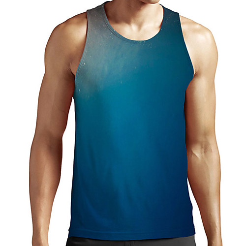 

Men's Unisex Tank Top Undershirt 3D Print Galaxy Graphic Prints Plus Size Print Sleeveless Casual Tops Basic Designer Big and Tall Blue