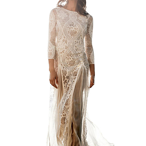 

Women's Sheath Dress Maxi long Dress White Long Sleeve Print Summer Round Neck Casual 2021 S M L XL XXL