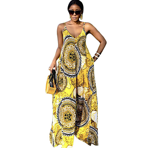 

Women's Casual 2021 Lake blue Blue Yellow Jumpsuit Pattern
