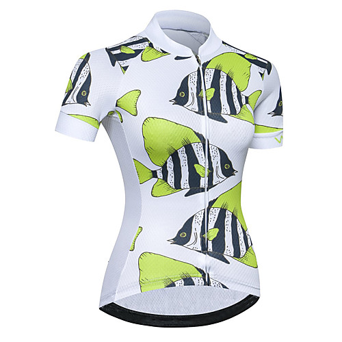 

21Grams Women's Short Sleeve Cycling Jersey Summer Spandex Polyester Green Animal Bike Jersey Top Mountain Bike MTB Road Bike Cycling Quick Dry Moisture Wicking Breathable Sports Clothing Apparel