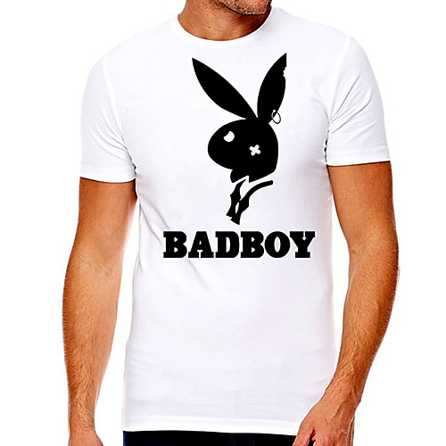 

Men's Unisex Tee T shirt Hot Stamping Graphic Prints Rabbit / Bunny Plus Size Print Short Sleeve Casual Tops Cotton Basic Designer Big and Tall White