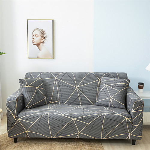 

Grey Stripes Print Dustproof All-powerful Slipcovers Stretch Sofa Cover Super Soft Fabric Couch Cover With One Free Boster Case(Chair/Love Seat/3 Seats/4 Seats)