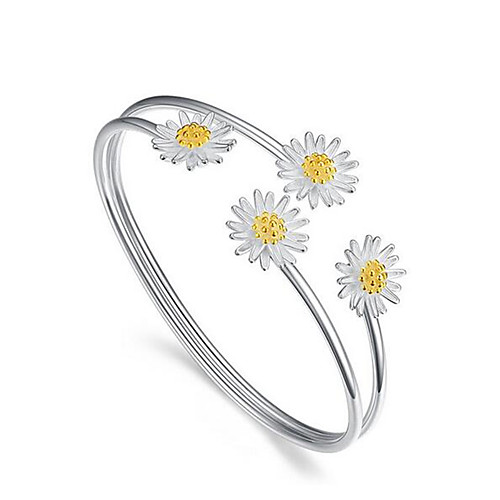 

Lucky Doll Women's 3D Flower Fashion Copper Bracelet Jewelry Silver For Christmas Party Evening Gift Date Beach