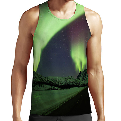 

Men's Unisex Tank Top Undershirt 3D Print Scenery Graphic Prints Plus Size Print Sleeveless Casual Tops Basic Fashion Designer Breathable Green