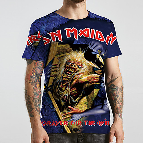

Men's Unisex Tee T shirt 3D Print Anime Graphic Prints Plus Size Print Short Sleeve Casual Tops Basic Designer Big and Tall Blue
