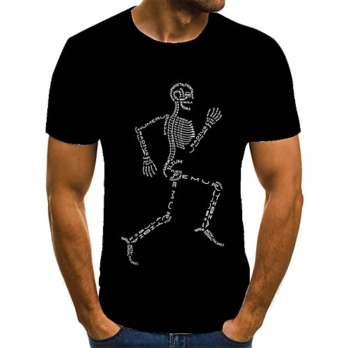 

Men's Unisex Tee T shirt 3D Print Graphic Prints Skull Plus Size Print Short Sleeve Casual Tops Basic Fashion Designer Big and Tall Black