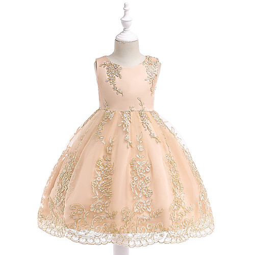 

Princess Dress Party Costume Flower Girl Dress Girls' Movie Cosplay Christmas New Year's Golden Yellow Red Dress Christmas Halloween Children's Day Polyester / Cotton
