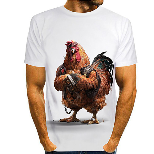 

Men's Tee T shirt Shirt 3D Print Graphic Prints Chicken Print Short Sleeve Daily Tops Casual Designer Big and Tall Round Neck White / Summer